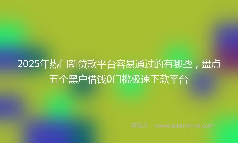 2025年热门新贷款平台容易通过的有哪些，盘点五个黑户借钱0门槛极速下款平台