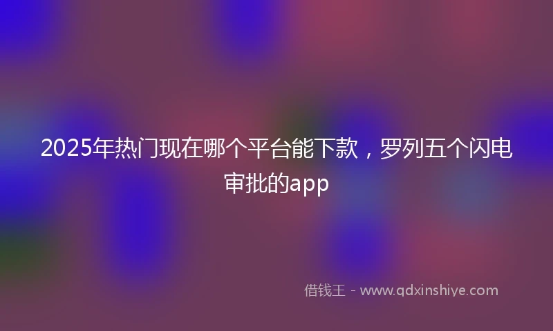 2025年热门现在哪个平台能下款,罗列五个闪电审批的app
