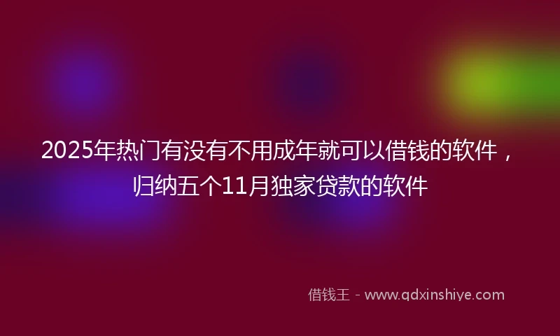 2025年热门有没有不用成年就可以借钱的软件，归纳五个11月独家贷款的软件