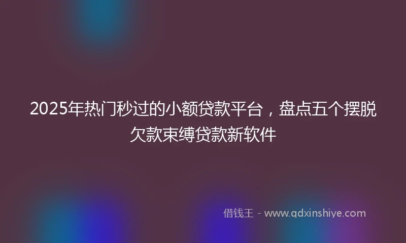 2025年热门秒过的小额贷款平台，盘点五个摆脱欠款束缚贷款新软件