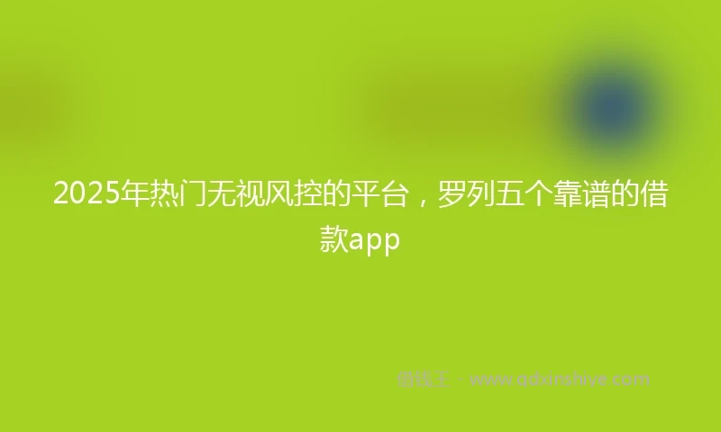 2025年热门无视风控的平台，罗列五个靠谱的借款app