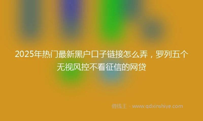 2025年热门最新黑户口子链接怎么弄，罗列五个无视风控不看征信的网贷