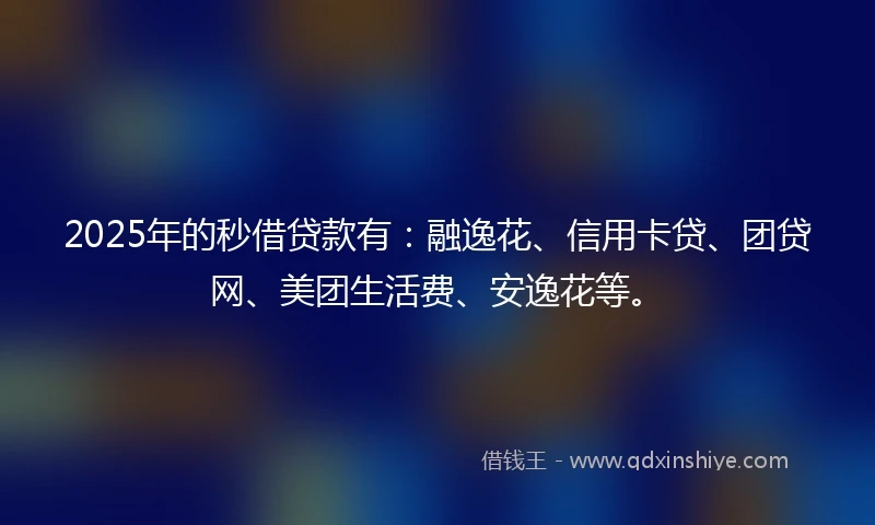 2025年的秒借贷款有：融逸花、信用卡贷、团贷网、美团生活费、安逸花等。