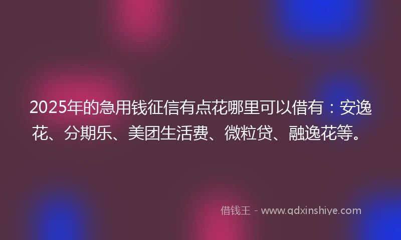 2025年的急用钱征信有点花哪里可以借有：安逸花、分期乐、美团生活费、微粒贷、融逸花等。