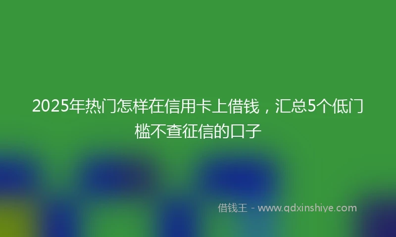2025年热门怎样在信用卡上借钱，汇总5个低门槛不查征信的口子