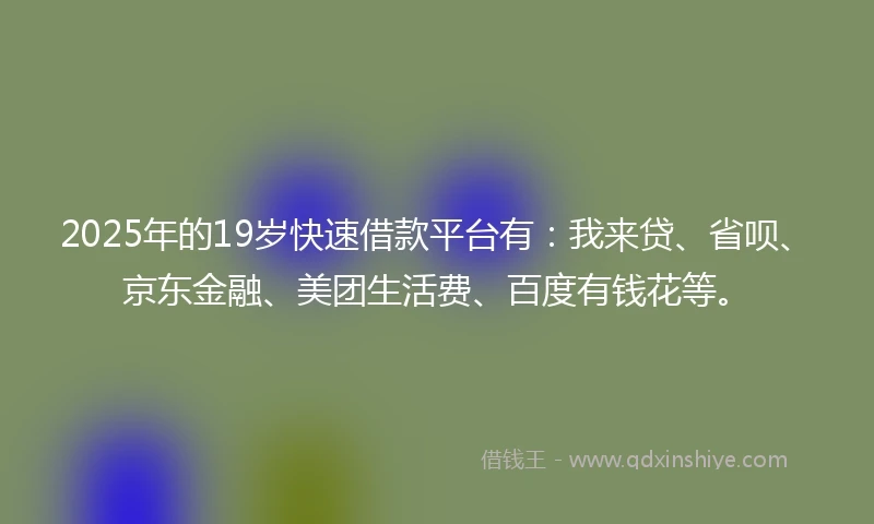 2025年的19岁快速借款平台有：我来贷、省呗、京东金融、美团生活费、百度有钱花等。