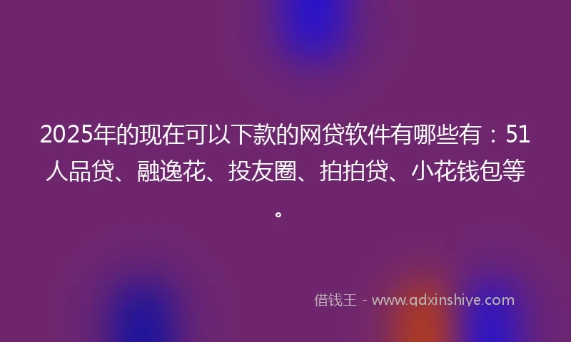 2025年的现在可以下款的网贷软件有哪些有：51人品贷、融逸花、投友圈、拍拍贷、小花钱包等。