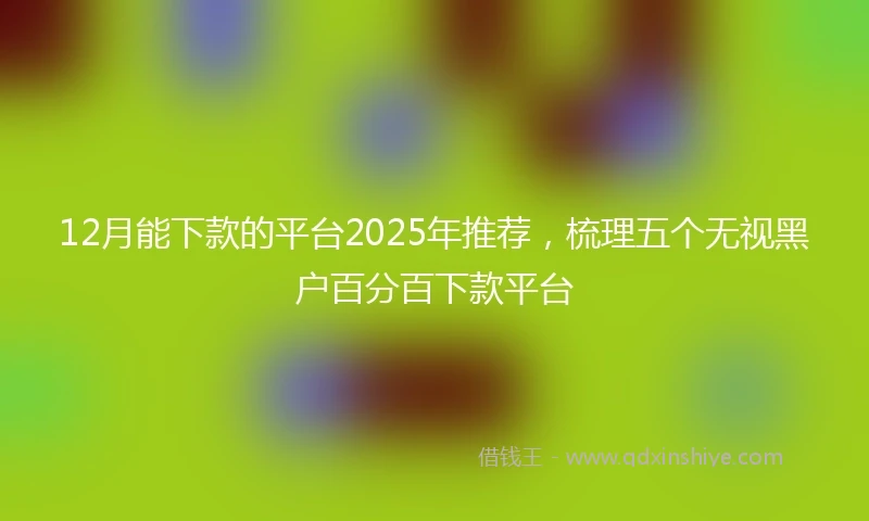 12月能下款的平台2025年推荐，梳理五个无视黑户百分百下款平台
