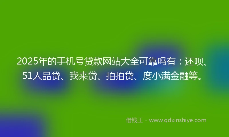 2025年的手机号贷款网站大全可靠吗有：还呗、51人品贷、我来贷、拍拍贷、度小满金融等。
