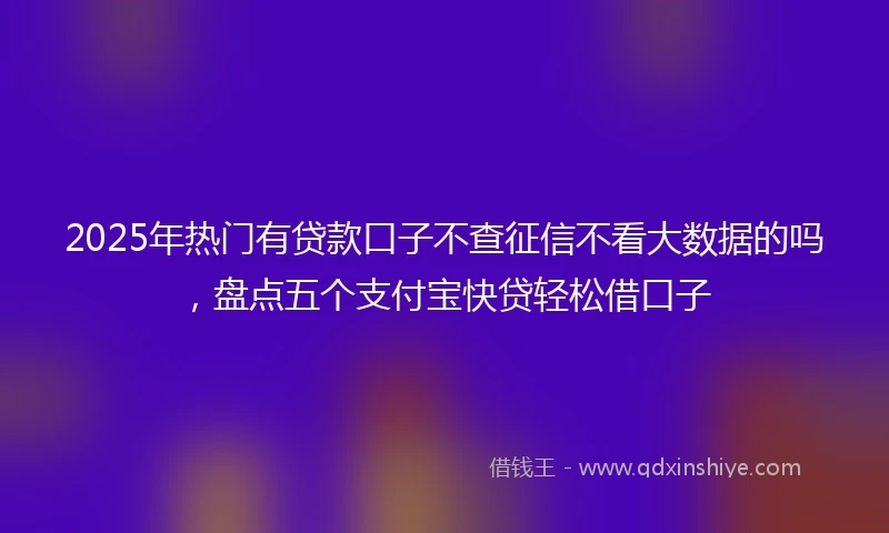 2025年热门有贷款口子不查征信不看大数据的吗，盘点五个支付宝快贷轻松借口子