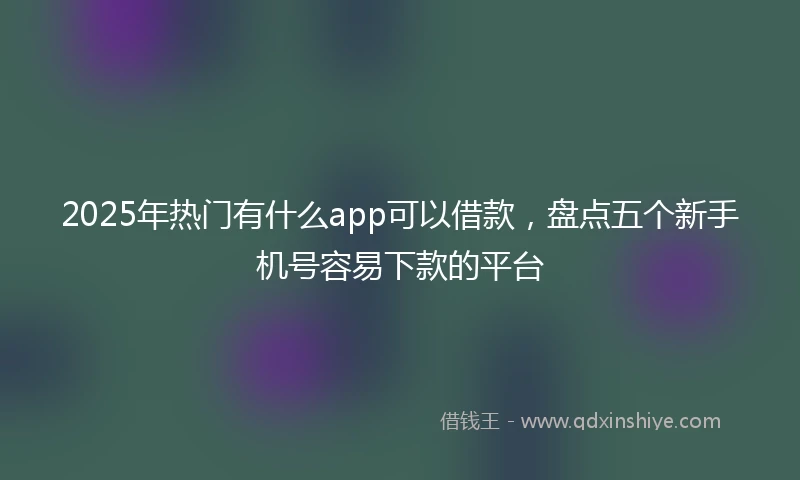 2025年热门有什么app可以借款，盘点五个新手机号容易下款的平台