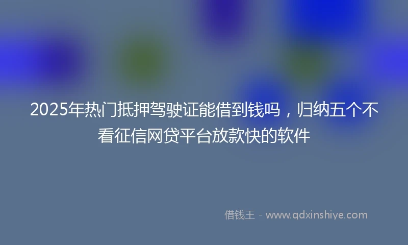 2025年热门抵押驾驶证能借到钱吗，归纳五个不看征信网贷平台放款快的软件