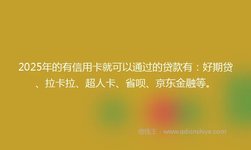 2025年的有信用卡就可以通过的贷款有：好期贷、拉卡拉、超人卡、省呗、京东金融等。