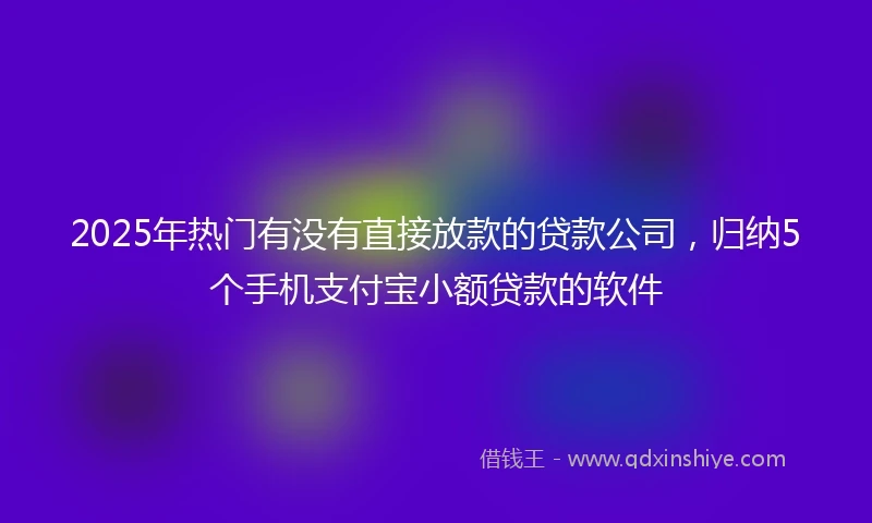 2025年热门有没有直接放款的贷款公司，归纳5个手机支付宝小额贷款的软件