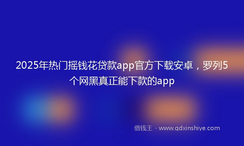 2025年热门摇钱花贷款app官方下载安卓，罗列5个网黑真正能下款的app