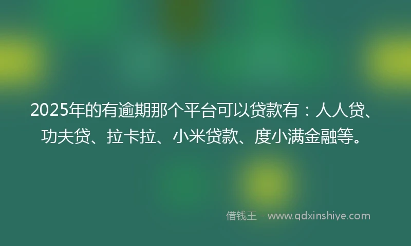 2025年的有逾期那个平台可以贷款有：人人贷、功夫贷、拉卡拉、小米贷款、度小满金融等。