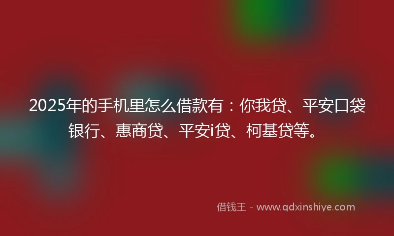 2025年的手机里怎么借款有：你我贷、平安口袋银行、惠商贷、平安i贷、柯基贷等。