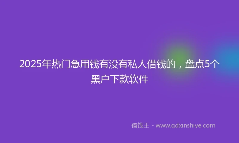 2025年热门急用钱有没有私人借钱的，盘点5个黑户下款软件