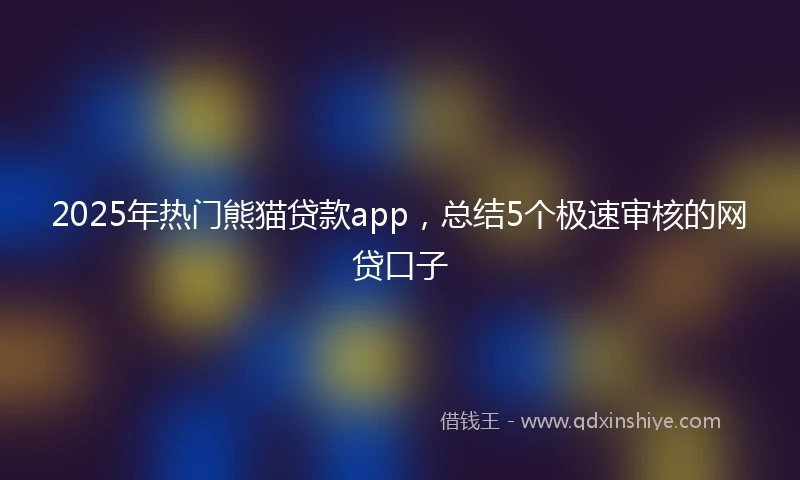 2025年热门熊猫贷款app，总结5个极速审核的网贷口子