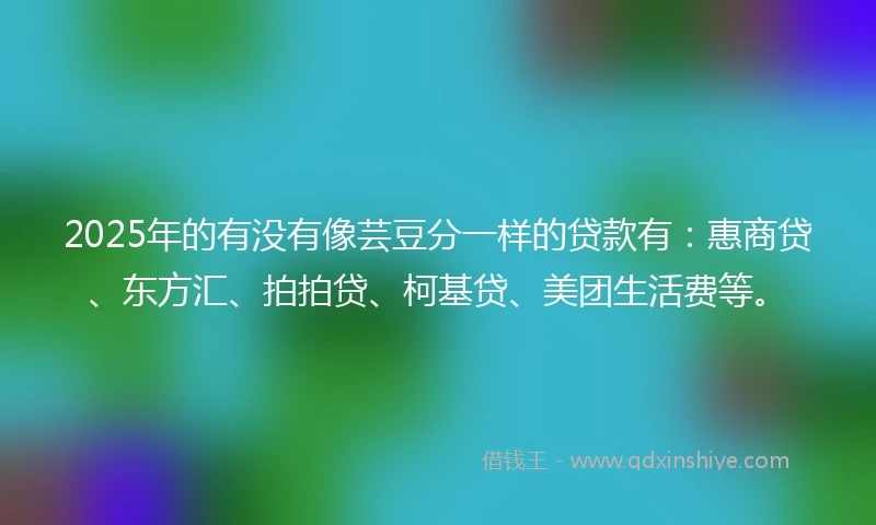2025年的有没有像芸豆分一样的贷款有：惠商贷、东方汇、拍拍贷、柯基贷、美团生活费等。