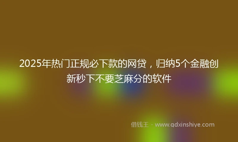 2025年热门正规必下款的网贷，归纳5个金融创新秒下不要芝麻分的软件