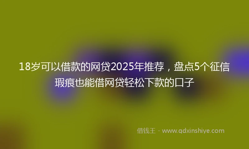 18岁可以借款的网贷2025年推荐，盘点5个征信瑕疵也能借网贷轻松下款的口子