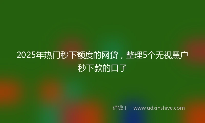 2025年热门秒下额度的网贷，整理5个无视黑户秒下款的口子