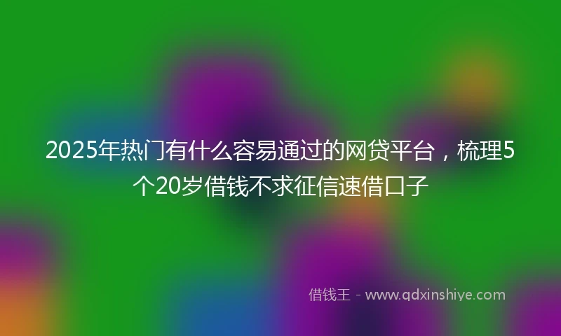 2025年热门有什么容易通过的网贷平台，梳理5个20岁借钱不求征信速借口子