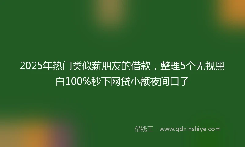 2025年热门类似薪朋友的借款，整理5个无视黑白100%秒下网贷小额夜间口子