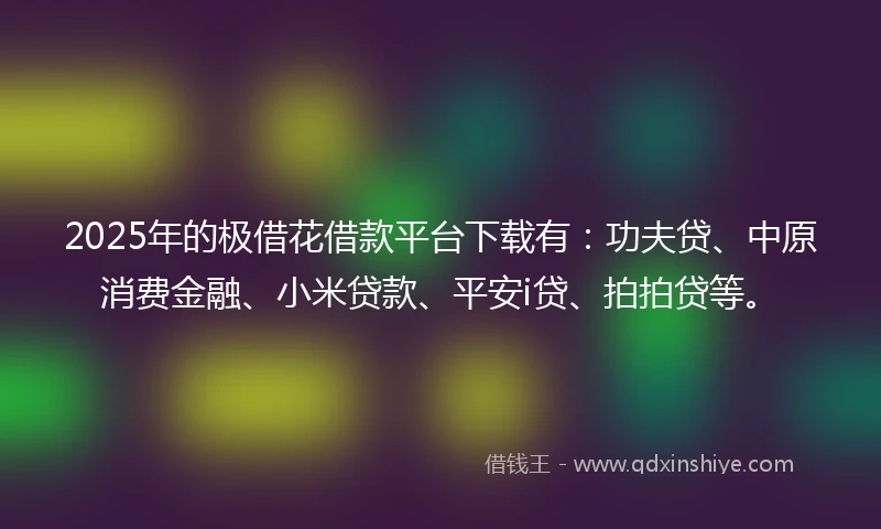 2025年的极借花借款平台下载有：功夫贷、中原消费金融、小米贷款、平安i贷、拍拍贷等。