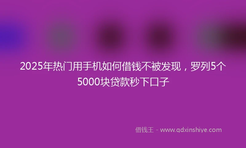 2025年热门用手机如何借钱不被发现,罗列5个5000块贷款秒下口子