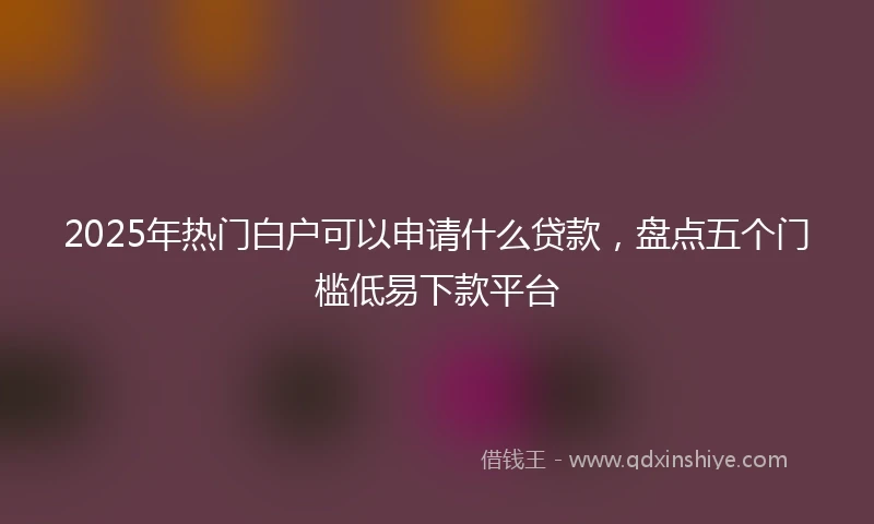 2025年热门白户可以申请什么贷款，盘点五个门槛低易下款平台