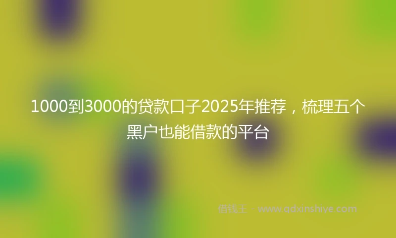 1000到3000的贷款口子2025年推荐，梳理五个黑户也能借款的平台