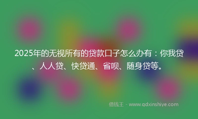 2025年的无视所有的贷款口子怎么办有：你我贷、人人贷、快贷通、省呗、随身贷等。