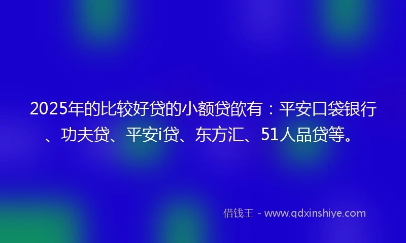 2025年的比较好贷的小额贷欿有：平安口袋银行、功夫贷、平安i贷、东方汇、51人品贷等。
