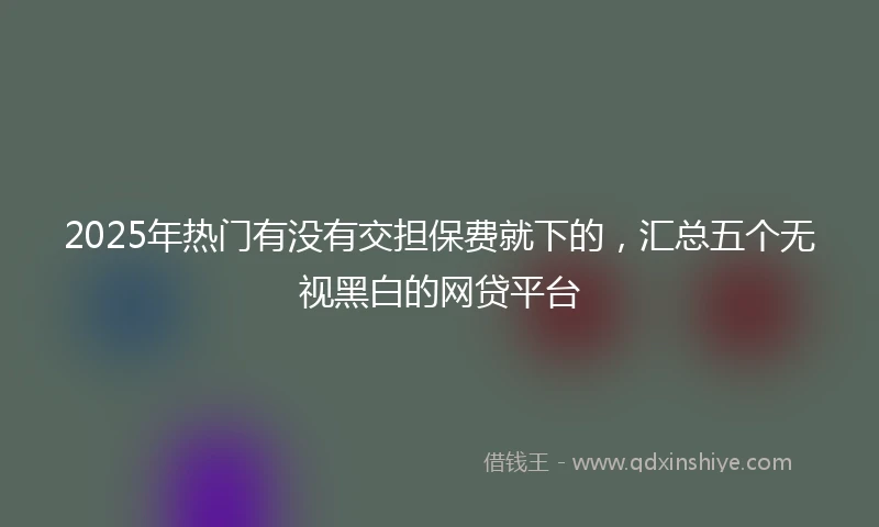 2025年热门有没有交担保费就下的，汇总五个无视黑白的网贷平台