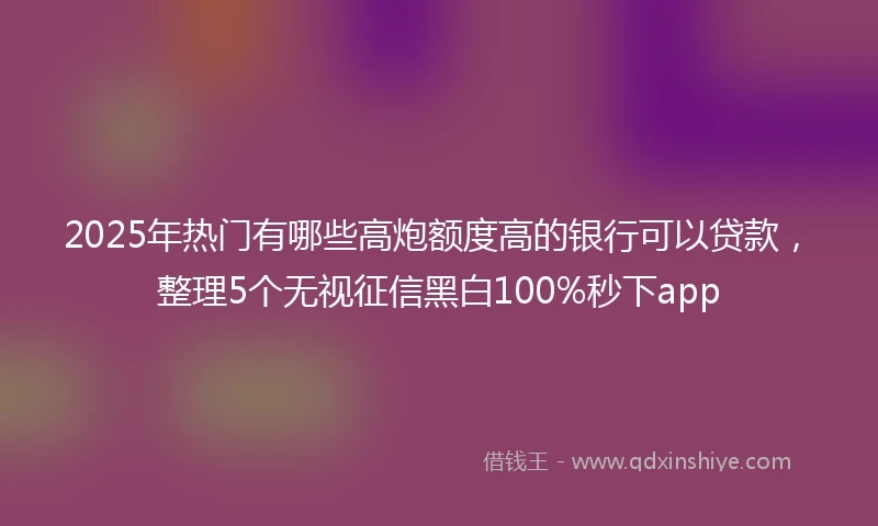 2025年热门有哪些高炮额度高的银行可以贷款，整理5个无视征信黑白100%秒下app