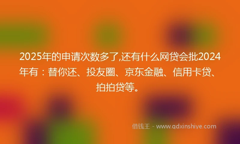 2025年的申请次数多了,还有什么网贷会批2024年有：替你还、投友圈、京东金融、信用卡贷、拍拍贷等。