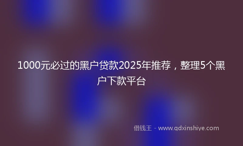 1000元必过的黑户贷款2025年推荐，整理5个黑户下款平台