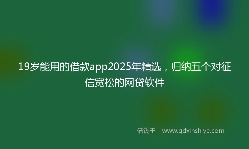 19岁能用的借款app2025年精选，归纳五个对征信宽松的网贷软件