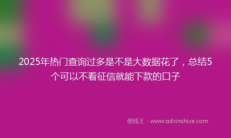 2025年热门查询过多是不是大数据花了，总结5个可以不看征信就能下款的口子