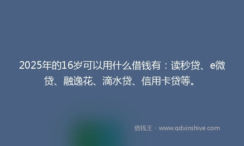 2025年的16岁可以用什么借钱有：读秒贷、e微贷、融逸花、滴水贷、信用卡贷等。