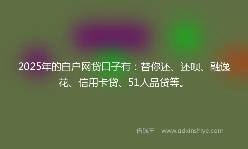 2025年的白户网贷口子有：替你还、还呗、融逸花、信用卡贷、51人品贷等。
