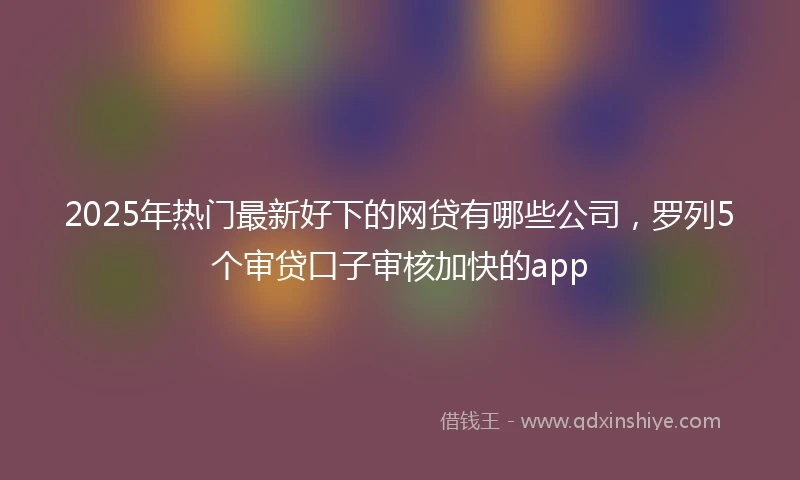 2025年热门最新好下的网贷有哪些公司，罗列5个审贷口子审核加快的app