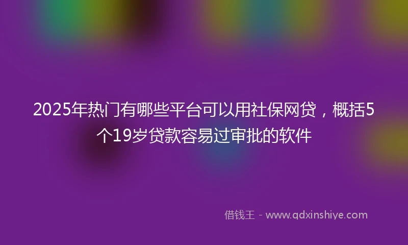 2025年热门有哪些平台可以用社保网贷，概括5个19岁贷款容易过审批的软件
