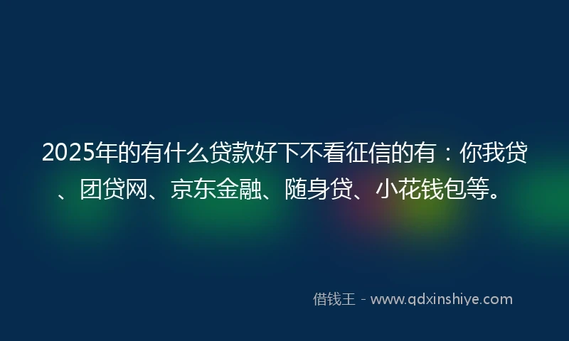 2025年的有什么贷款好下不看征信的有：你我贷、团贷网、京东金融、随身贷、小花钱包等。