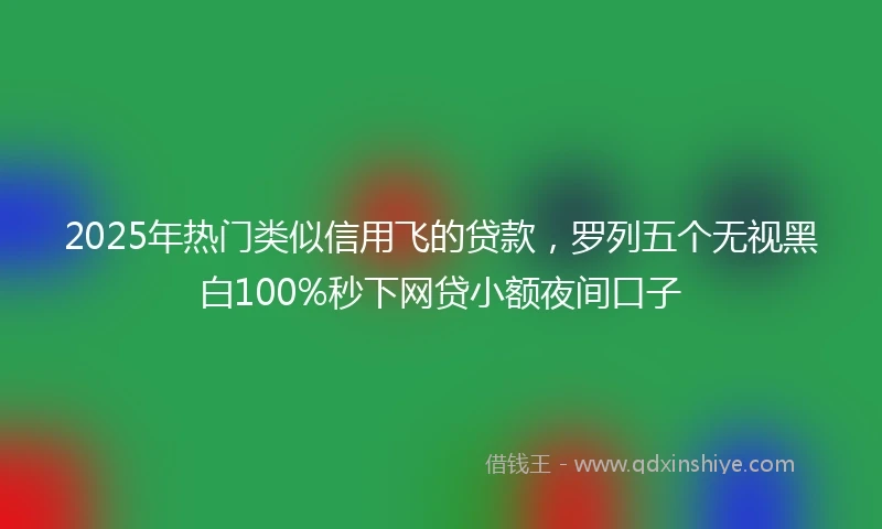 2025年热门类似信用飞的贷款，罗列五个无视黑白100%秒下网贷小额夜间口子