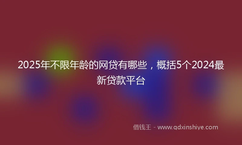 2025年不限年龄的网贷有哪些，概括5个2024最新贷款平台