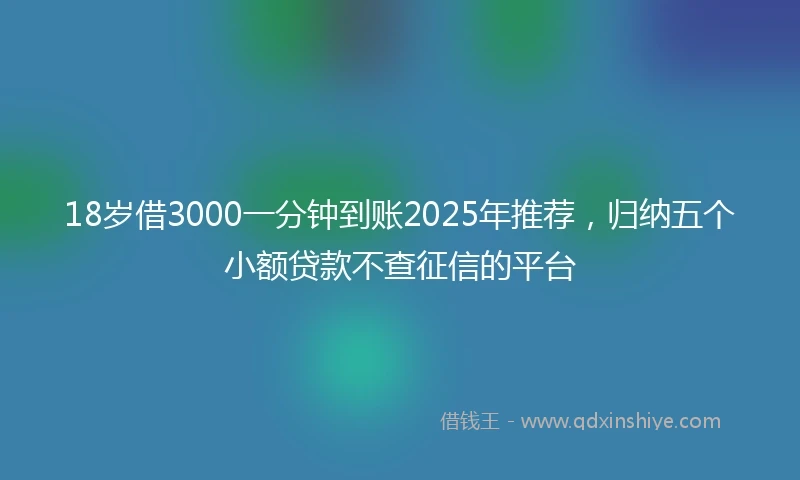 18岁借3000一分钟到账2025年推荐，归纳五个小额贷款不查征信的平台