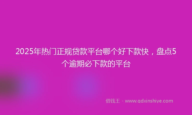 2025年热门正规贷款平台哪个好下款快，盘点5个逾期必下款的平台